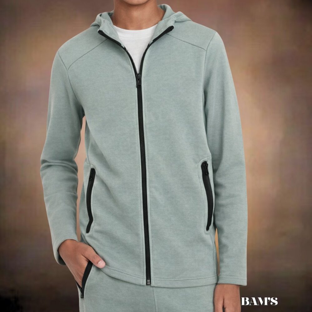 Old Navy Boys Zip‎ Up Hoodie Jacket Sz XL 14-16 Green Athletic Hooded Sweatshirt
